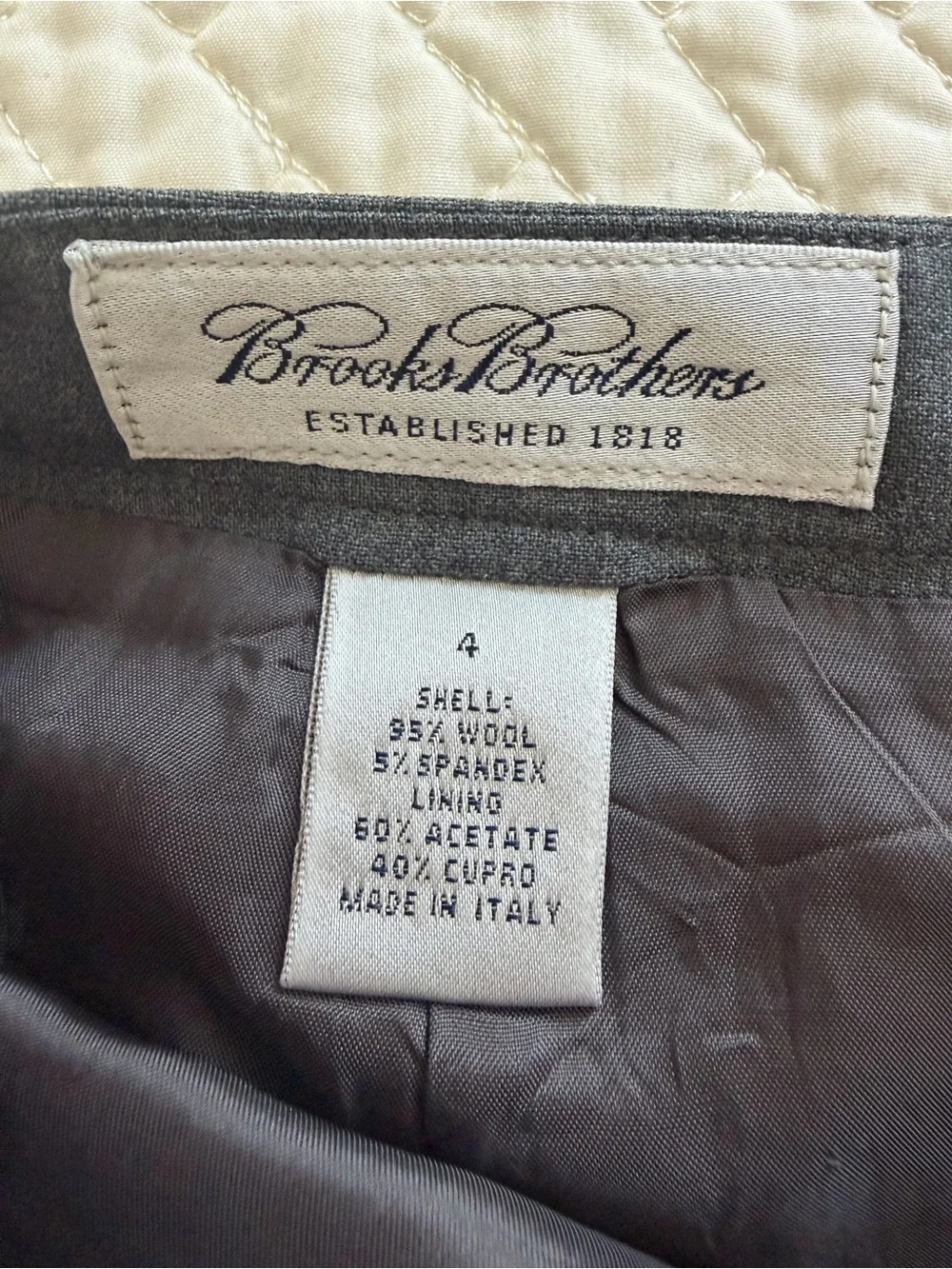 Brooks Brothers Gray Wool Blend Pencil Skirt Size 4 Made in Italy